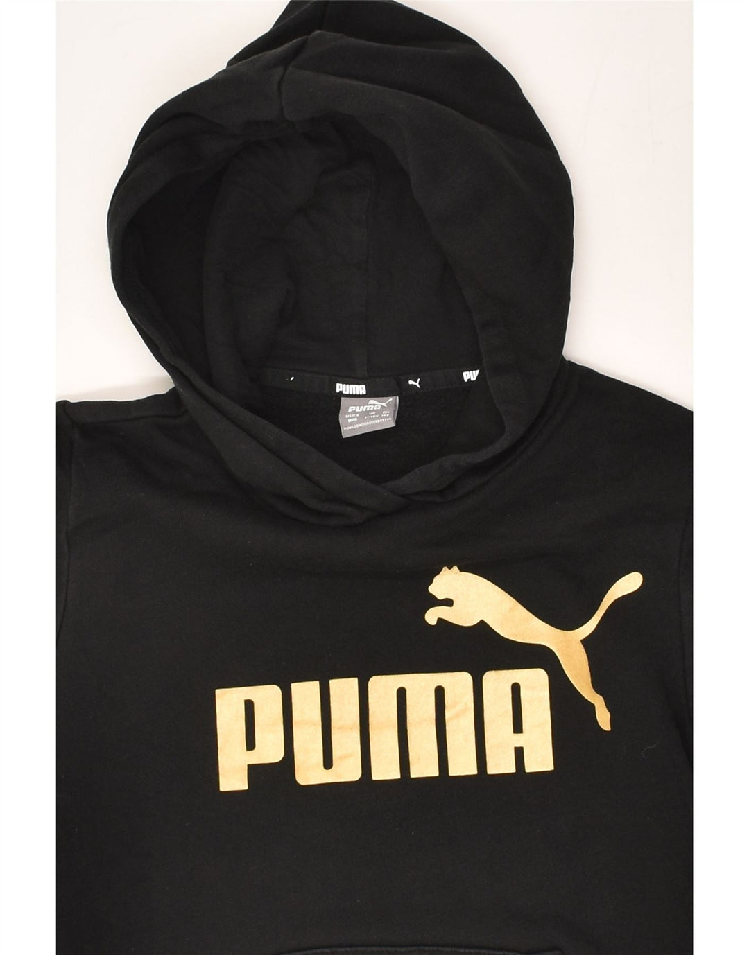 PUMA Boys Graphic Hoodie Jumper 11-12 Years Black Cotton | Vintage Puma | Thrift | Second-Hand Puma | Used Clothing | Messina Hembry 
