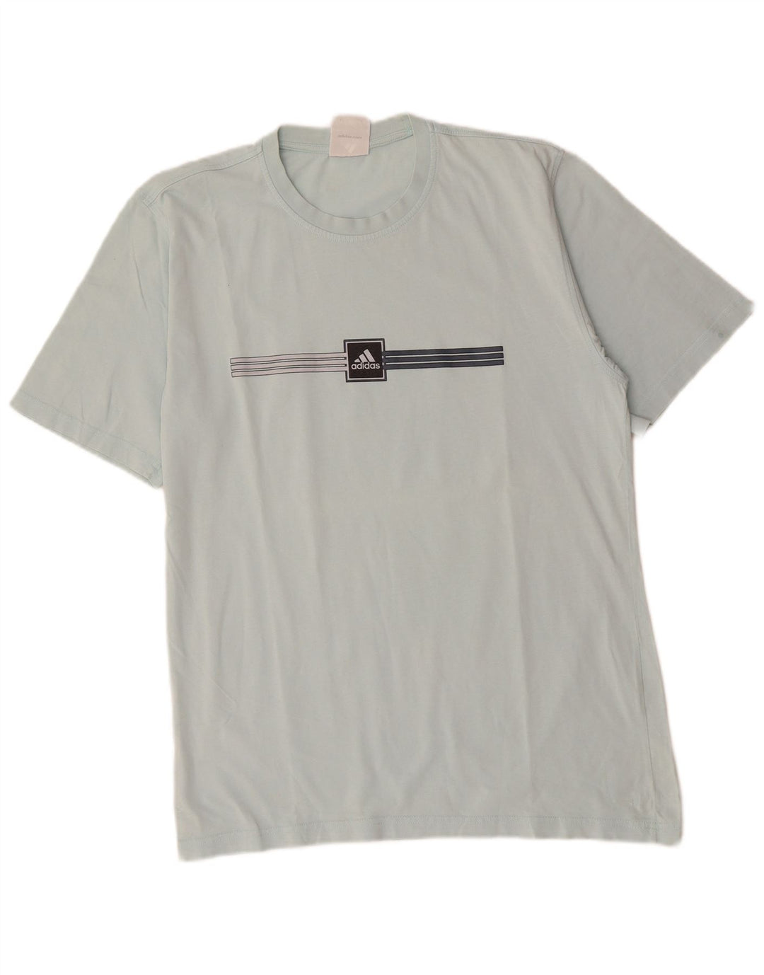 ADIDAS Herren T-Shirt Top mittelblau gestreift aus Baumwolle