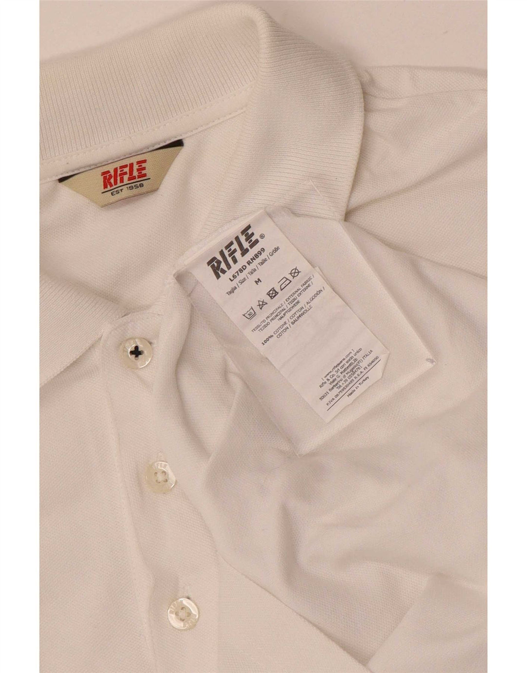 Rifle Herren-Poloshirt aus mittelweißer Baumwolle