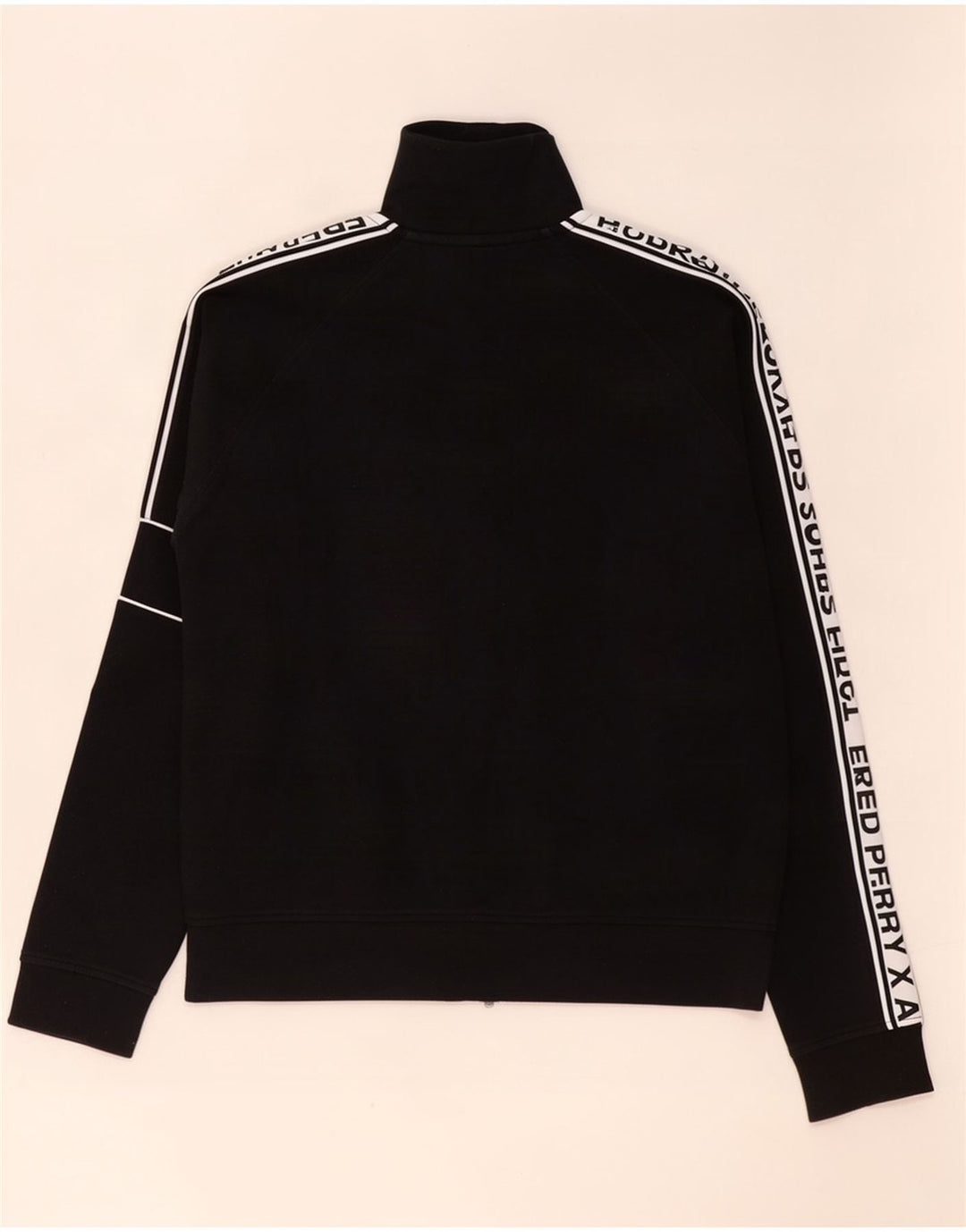 Fred Perry Herren-Trainingsanzug mit grafischem Oberteil, Jacke, Größe S, Schwarz, Farbblock-Baumwolle