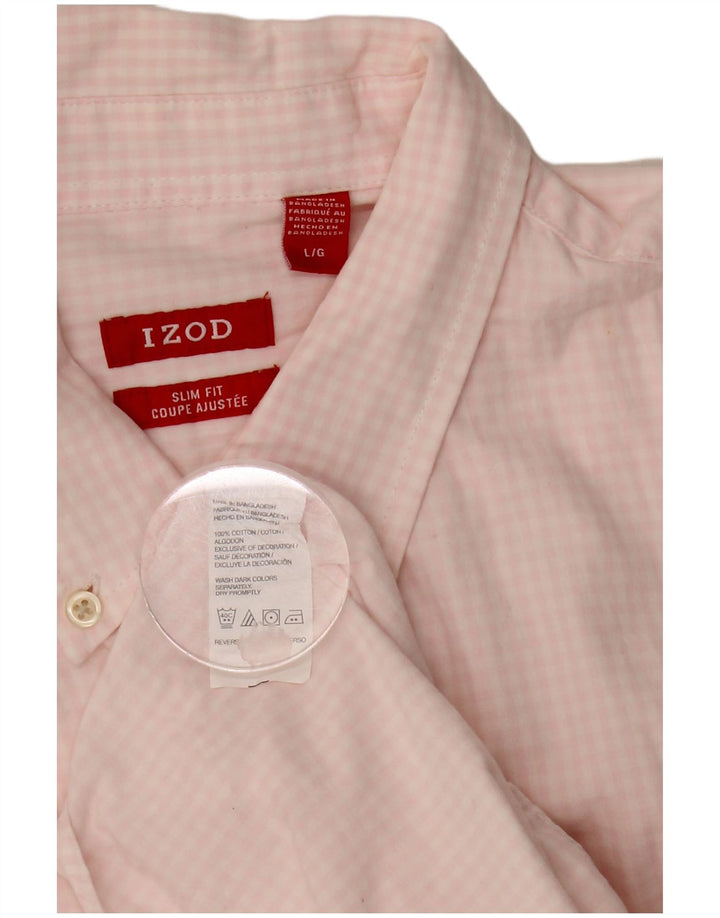 IZOD Slim-Fit-Hemd für Herren, groß, rosa Gingham-Baumwolle