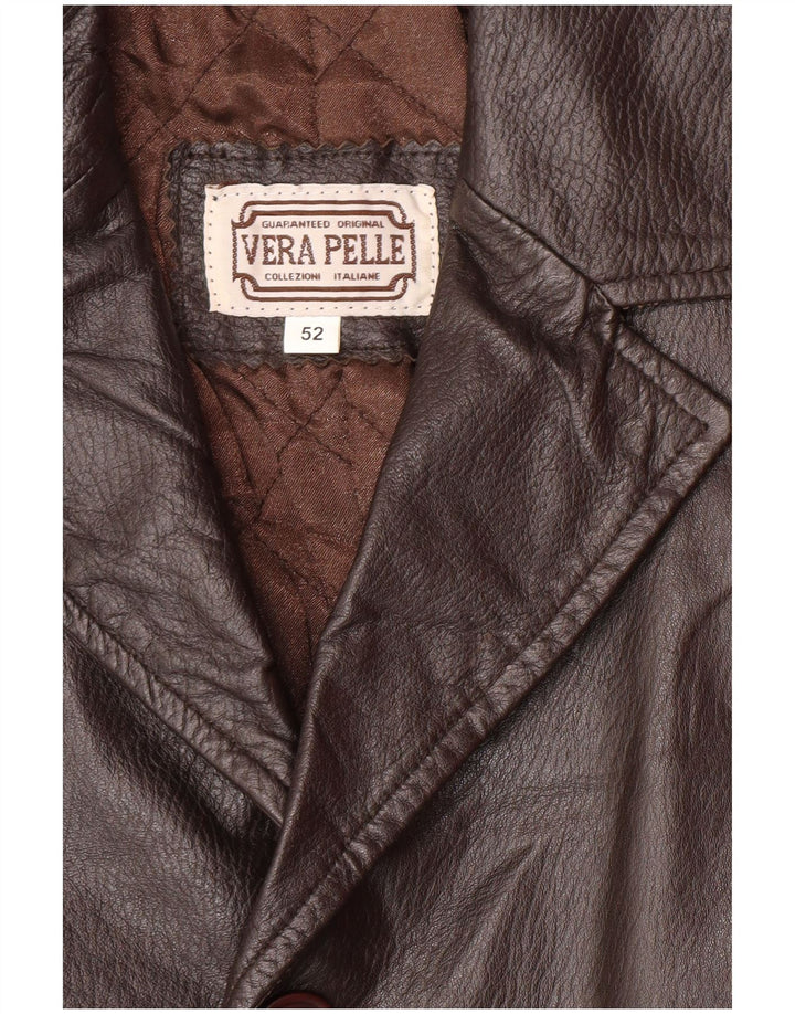 VINTAGE Herren Ledermantel IT 52 XL Braunes Leder