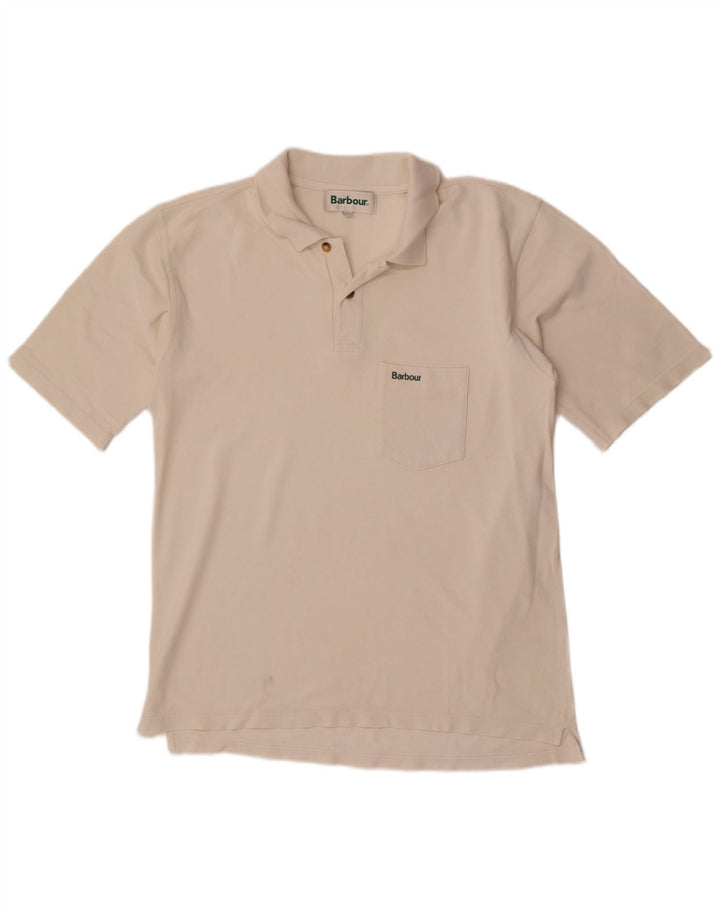 Barbour Herren-Poloshirt, groß, cremefarbene Baumwolle