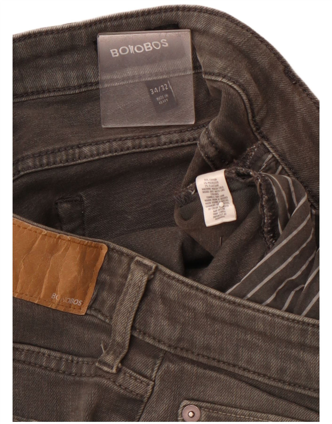 BONOBOS Herren Slim Jeans W34 L32 Graue Baumwolle