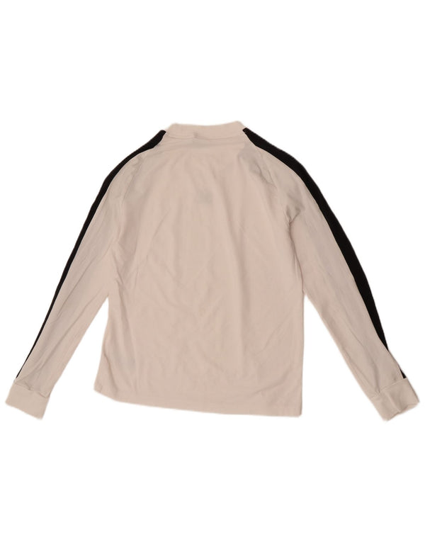 Adidas Damen Top Langarm UK 12 Mittelweiße Baumwolle
