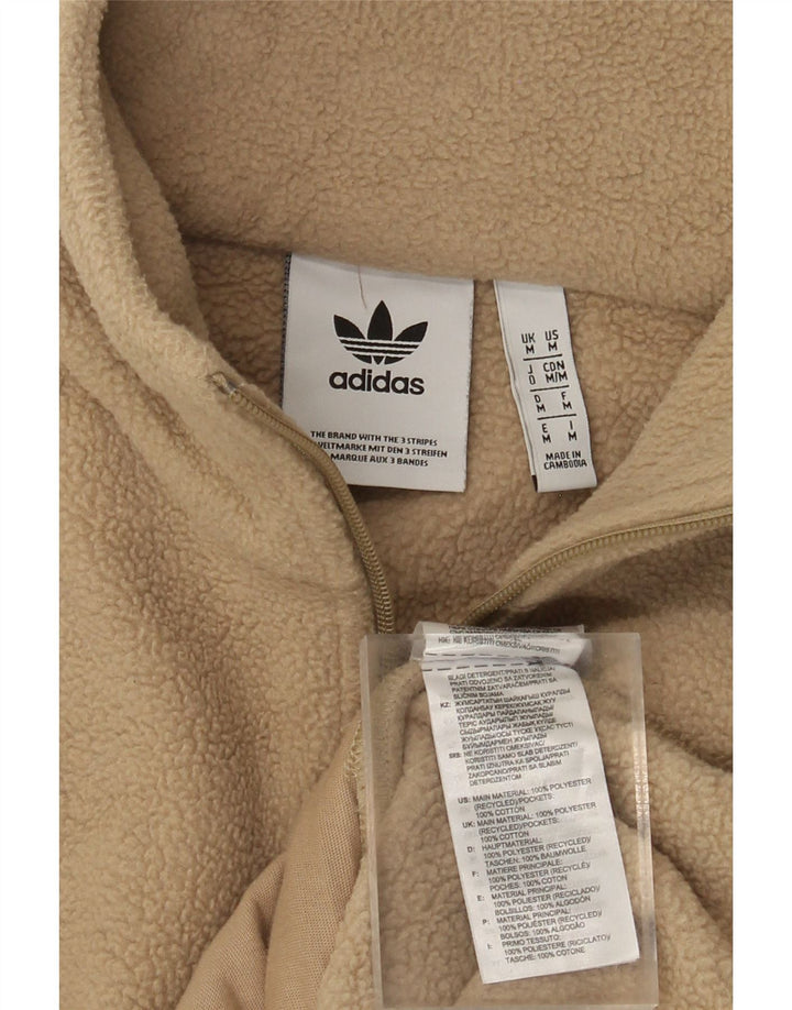 Adidas Herren-Fleecepullover mit grafischem Reißverschluss und Halsausschnitt, mittelbeigefarbenes Polyester