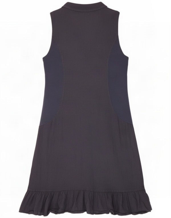 Lina Tomei Damen Ärmelloses A-Linien-Kleid UK 12 Mittelmarineblaues Leinen