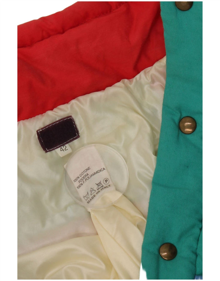 Gepolsterte Vintage-Damenjacke mit Kapuze, IT 42, mittelgroß, mehrfarbig, Farbblock