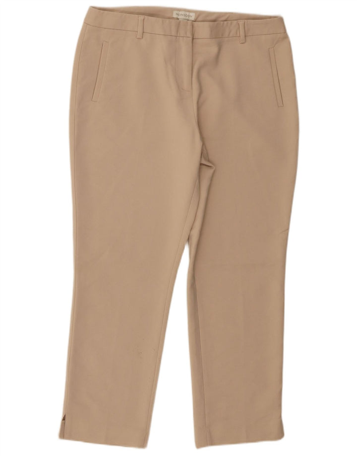 Monsoon Gerade geschnittene Damenhose UK 14 Medium W32 L24 Beige Baumwolle