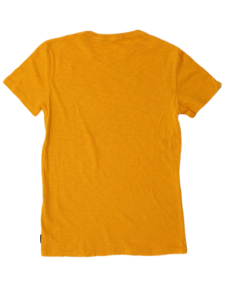 Superdry Herren Grafik-T-Shirt-Oberteil aus mittelgelb gesprenkelter Baumwolle