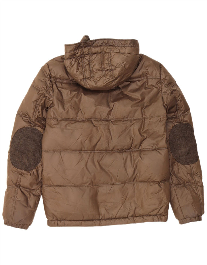 Guess Wattierte Herrenjacke mit Kapuze, UK 34, XS, Braun, Polyester