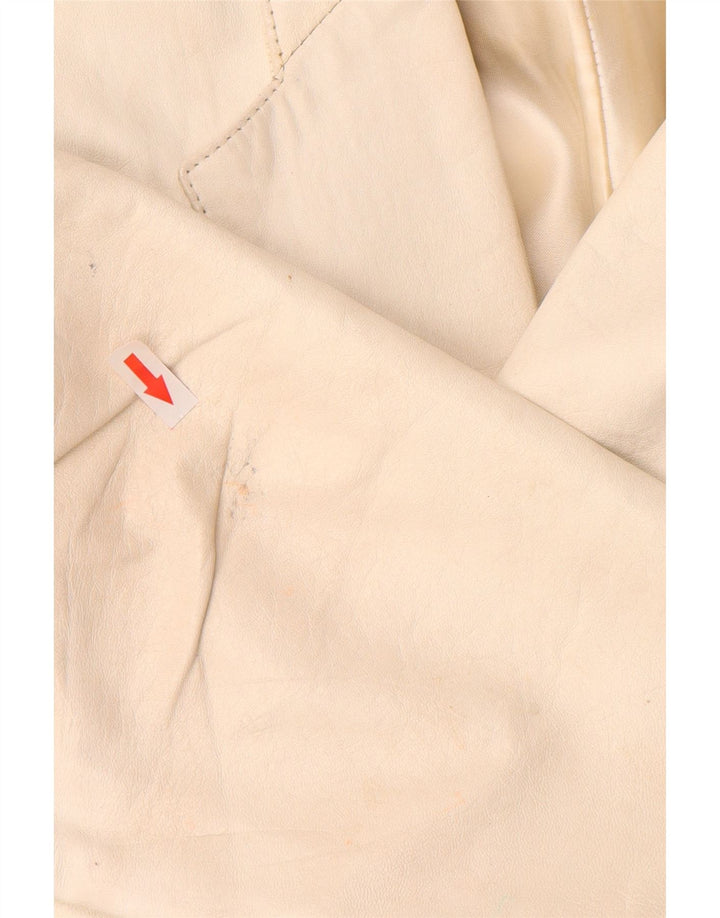 Vintage Damen Leder 2-teiliges Rock-Set UK 12 Medium W26 Off White