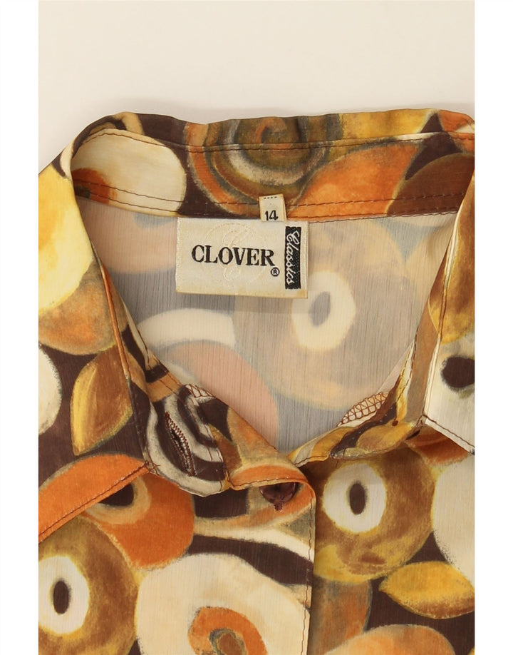 CLOVER Womens Shirt Blouse UK 14 Large Beige Geometric Polyester Vintage Clover and Second-Hand Clover from Messina Hembry 