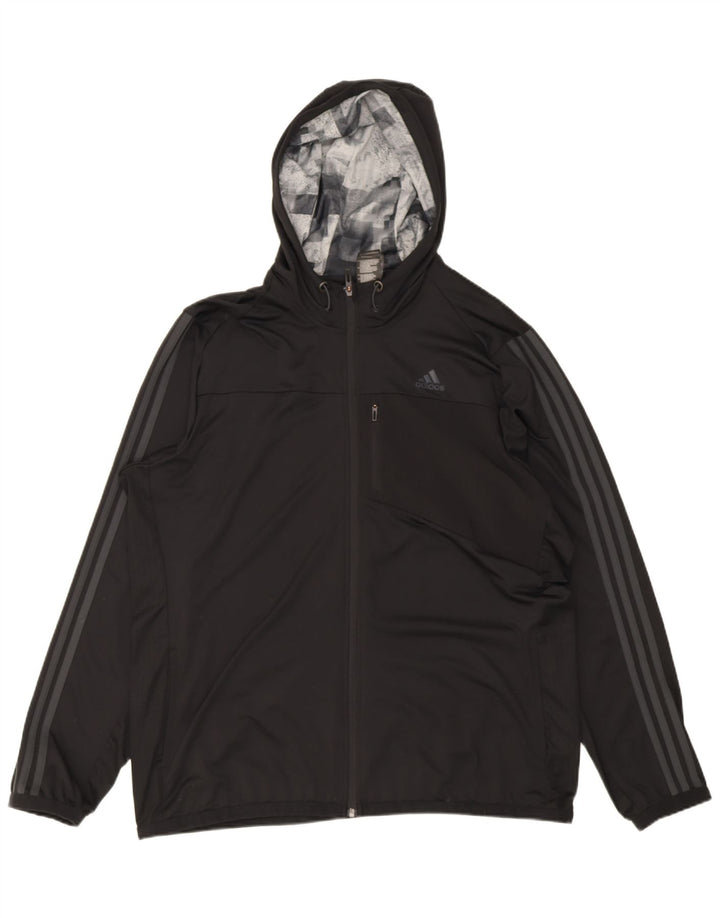 Adidas Herren Climacool Kapuzen-Trainingsanzug-Top-Jacke, großes schwarzes Polyester