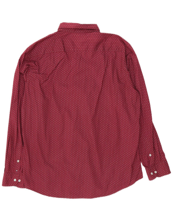 Tommy Hilfiger Herren New York Fit Hemd 2XL Burgunderrot gepunktete Baumwolle