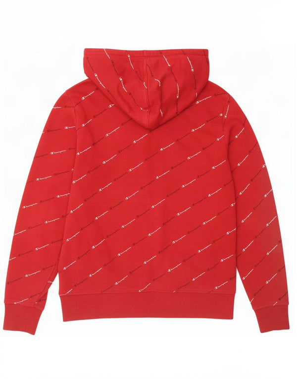 Champion Womens Graphic Hoodie Pullover UK 16 Große rote Baumwolle