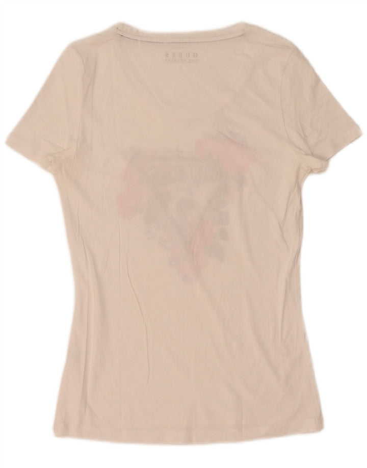 Guess Damen Grafik-T-Shirt-Oberteil UK 12 Medium Weiß