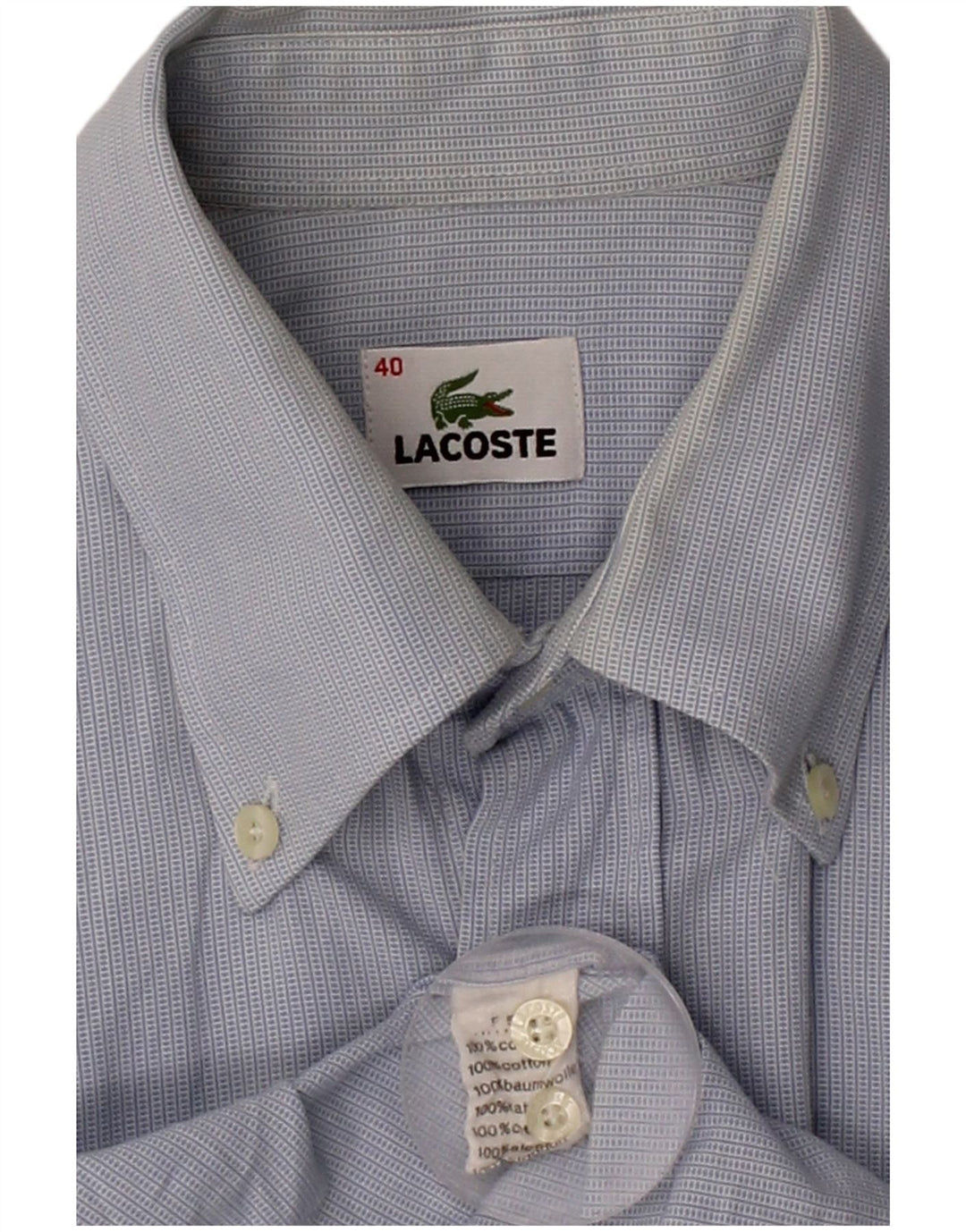 LACOSTE Mens Shirt Size 40 Medium Blue Cotton
