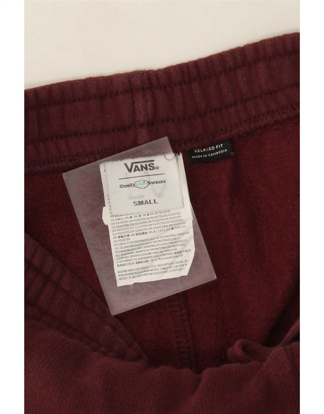 Vans Herren-Trainingshose, Jogginghose, Größe S, Burgunderrot, Baumwolle