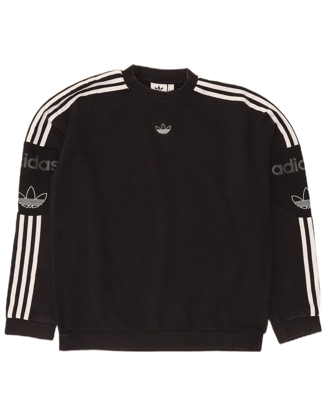 ADIDAS Herren-Sweatshirt mit lockerer Passform, Grafik, Größe S, schwarze Baumwolle