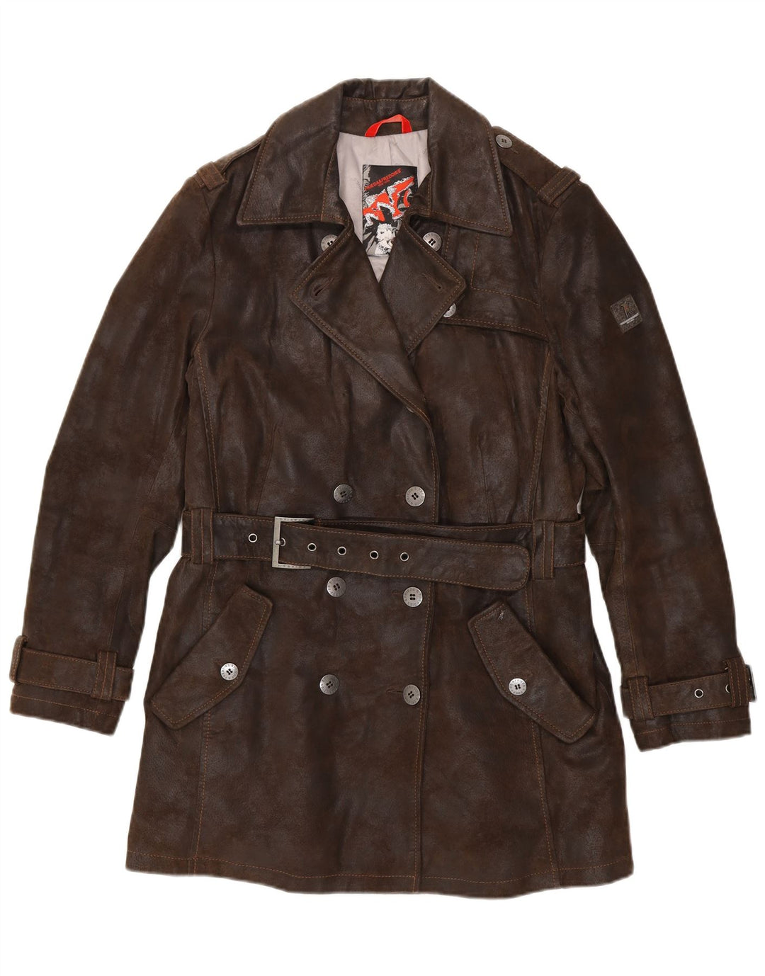 Frieda & Freddies Damen Ledermantel IT 44 Mittelbraun