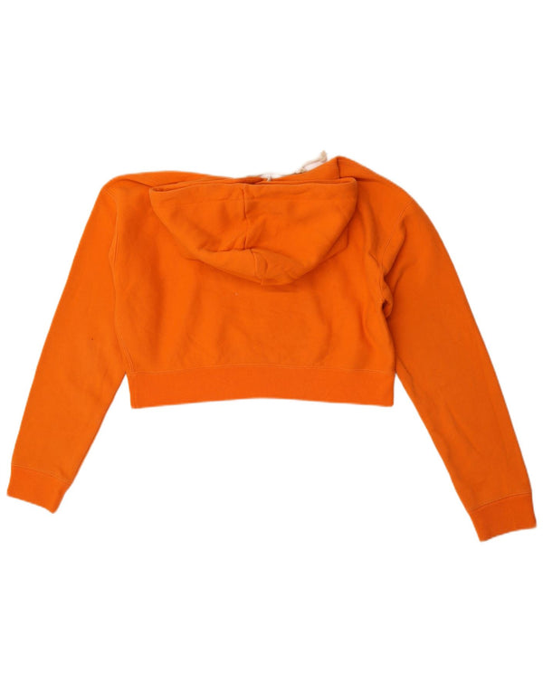 Champion Damen-Pullover mit übergroßem Crop-Grafik-Kapuzenpullover, Gr. 10, Größe S, Orange