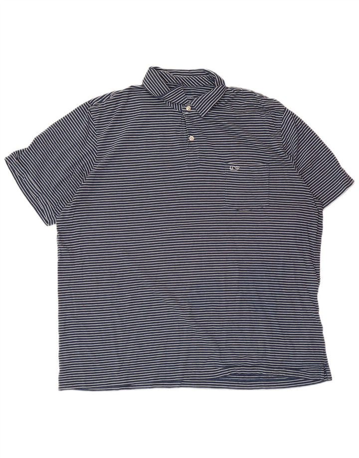 VINEYARD VINES Herren-Poloshirt mit klassischer Passform, XL, Marineblau, Nadelstreifen-Baumwolle