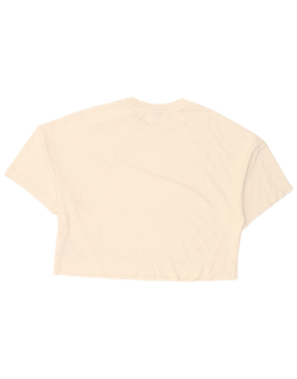 Puma Damen Crop T-Shirt Top UK 14 Mittelweiße Baumwolle