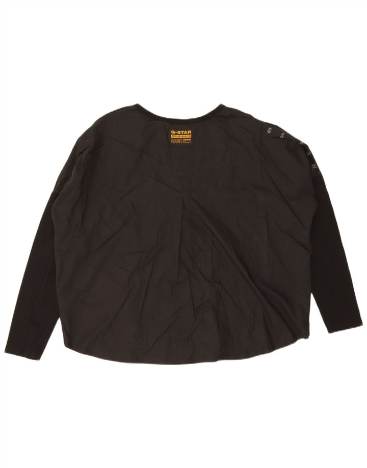 G-Star Damen Übergroßes Top Langarm UK 14 Mittelschwarze Baumwolle