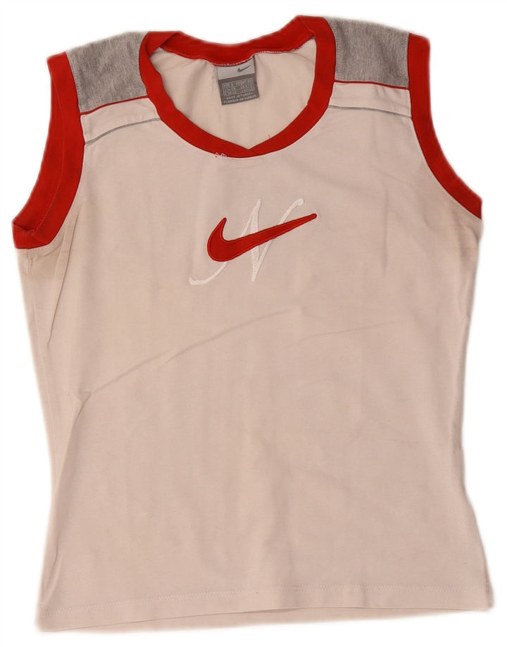 Nike Womens Graphic Vest Top UK 8/10 Small Weiß Farbblock