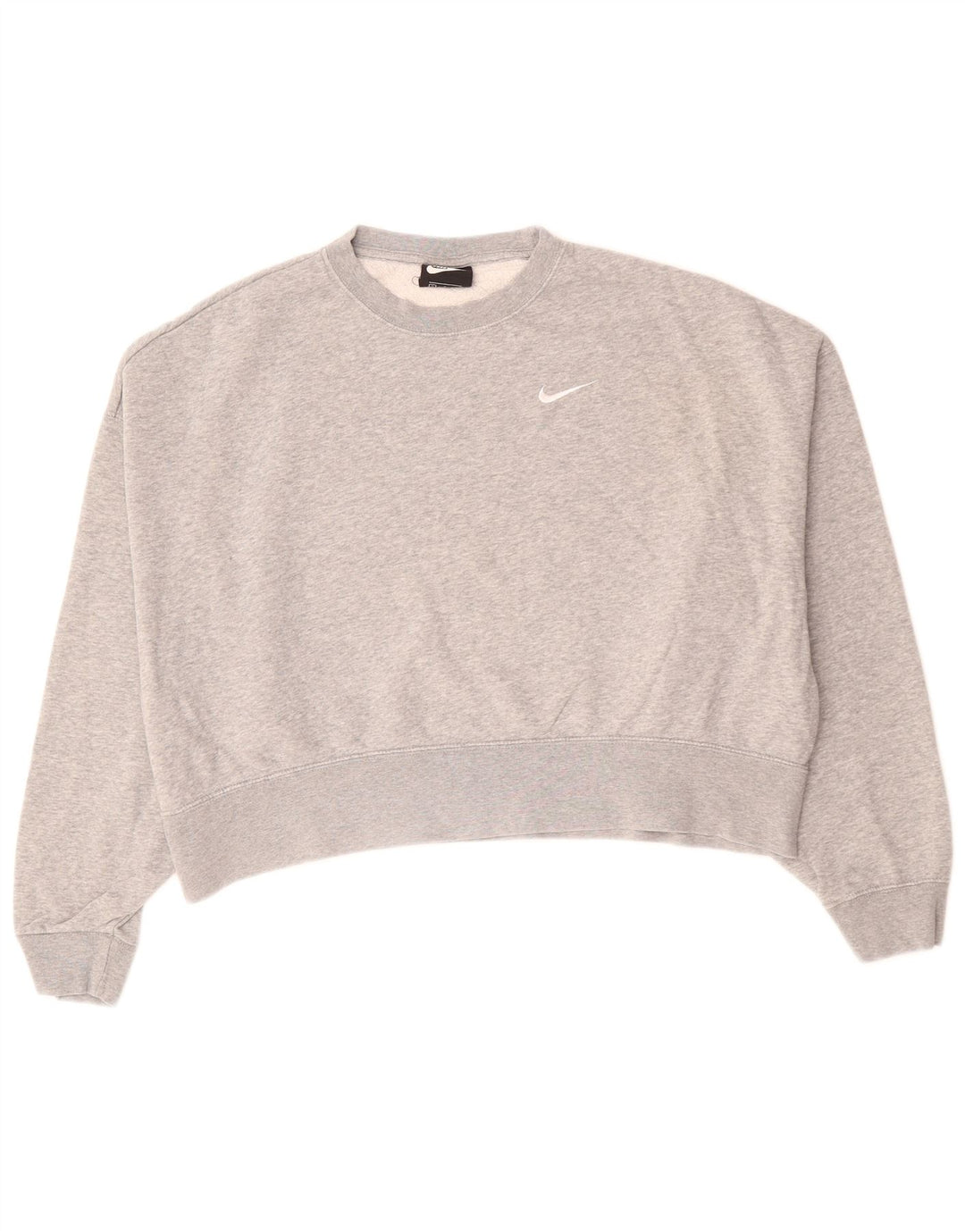 NIKE Womens Oversized Crop Sweatshirt Pullover UK 10 Small Graue Baumwolle