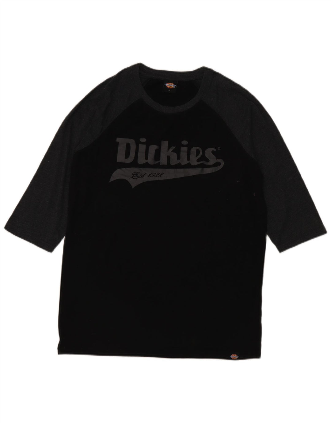 Dickies Herren-Grafikoberteil mit 3/4-Ärmeln, groß, schwarze Farbblock-Baumwolle