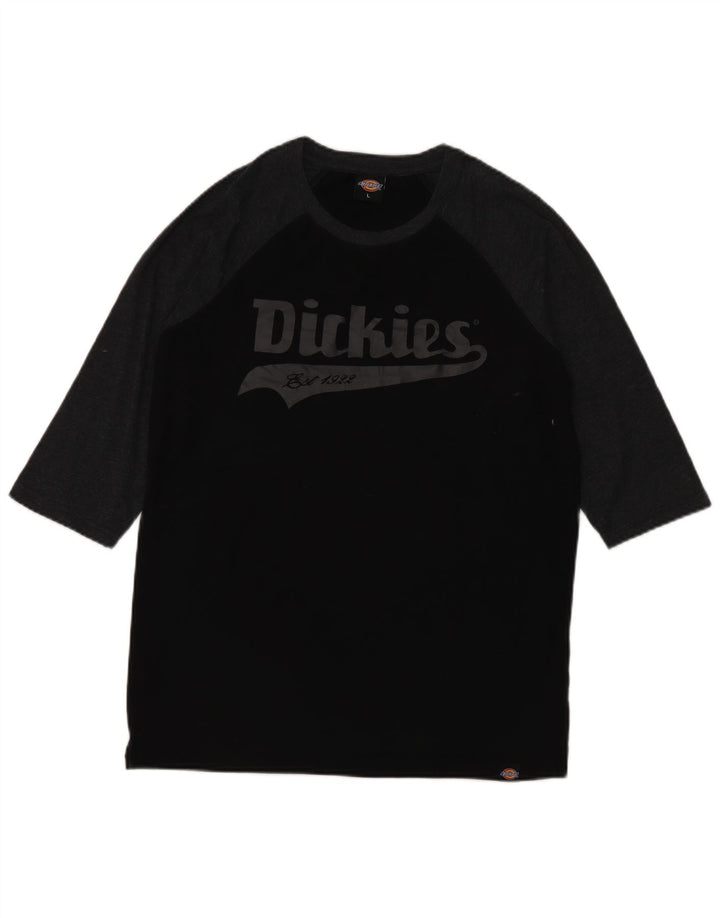 Dickies Herren-Grafikoberteil mit 3/4-Ärmeln, groß, schwarze Farbblock-Baumwolle