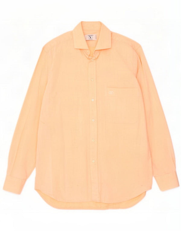Valentino Herrenhemd Größe 40 15 3/4 Large Orange Baumwolle