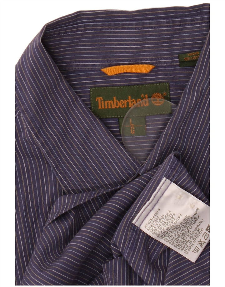 Timberland Herren-Hemd, groß, marineblau, Nadelstreifen-Baumwolle