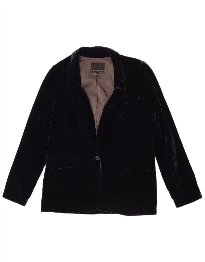 Banana Republic Damen-Blazer aus Samt mit 1 Knopf, US 6, mittleres Marineblau