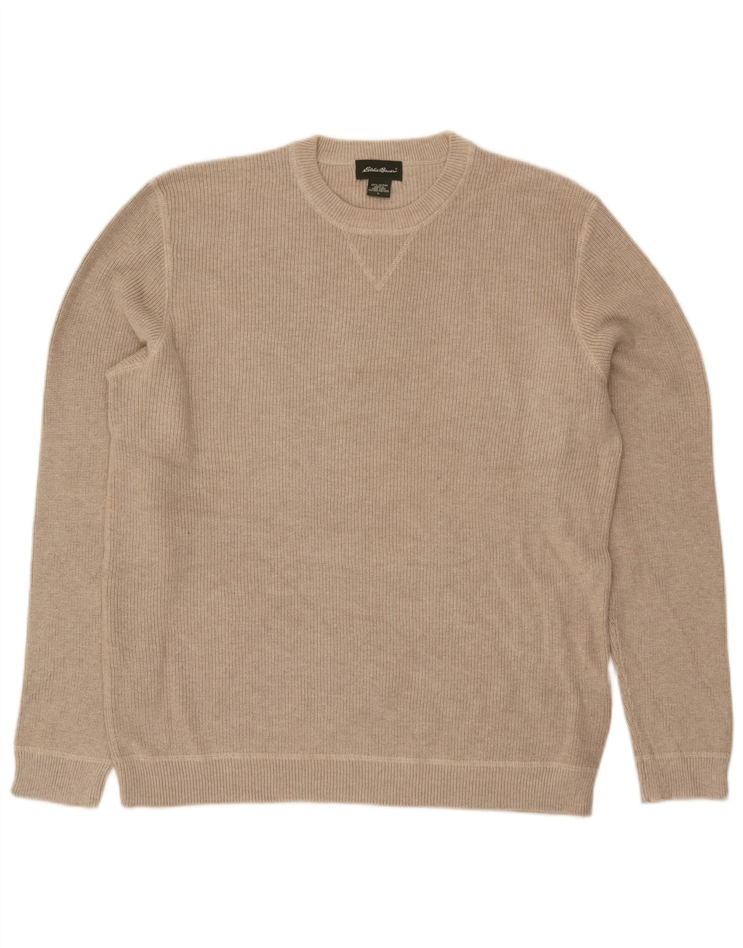 Eddie Bauer Herren-Pullover mit Rundhalsausschnitt, groß, beige Baumwolle