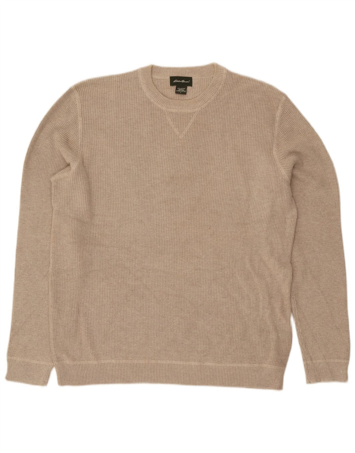 Eddie Bauer Herren-Pullover mit Rundhalsausschnitt, groß, beige Baumwolle