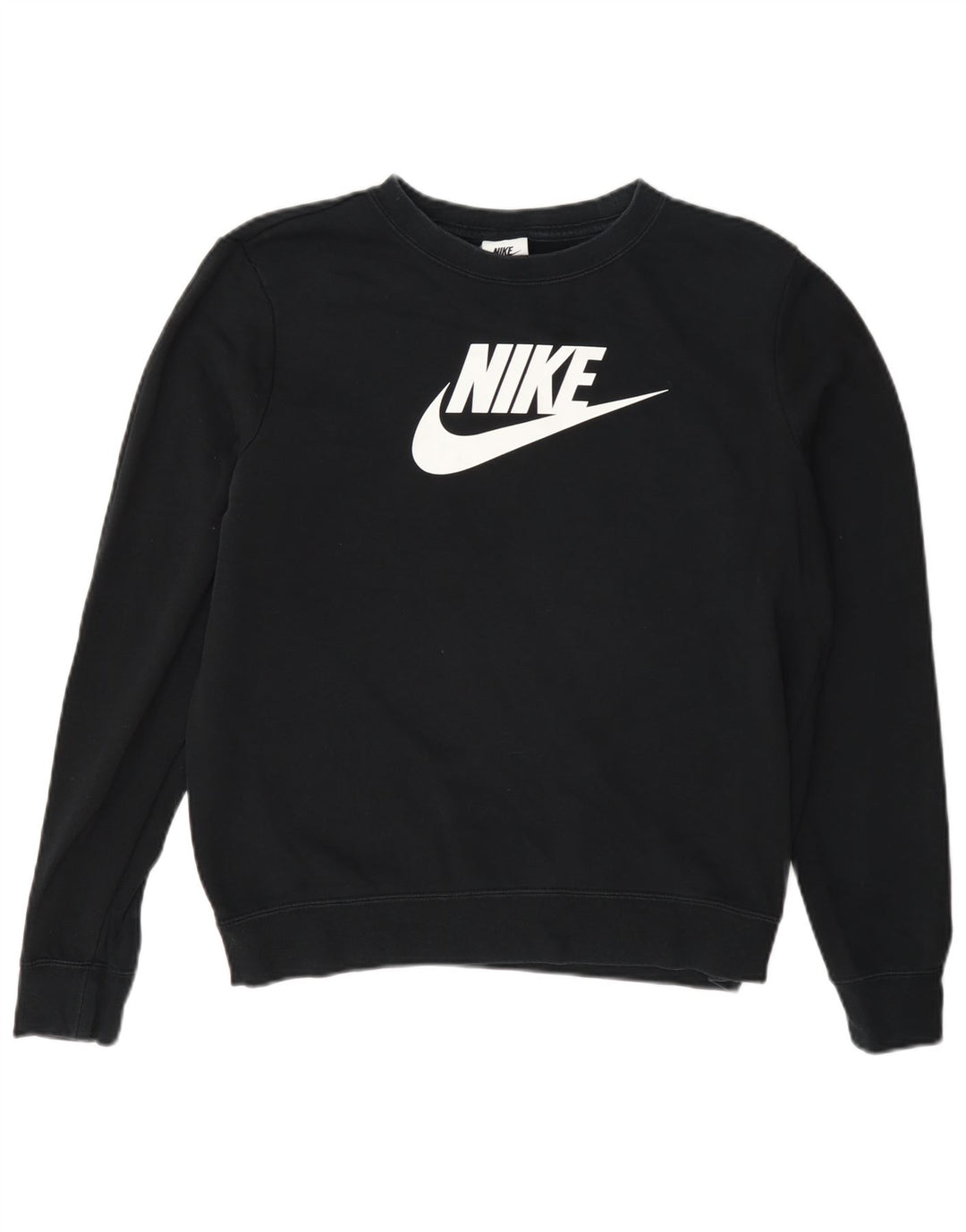 Nike Womens Graphic Oversized Sweatshirt Pullover UK 10 Small Schwarz Baumwolle