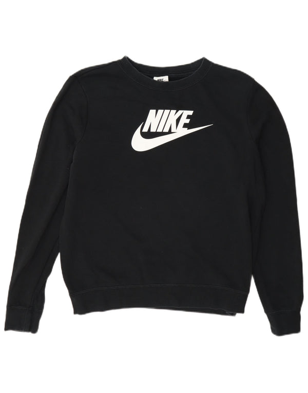 Nike Womens Graphic Oversized Sweatshirt Pullover UK 10 Small Schwarz Baumwolle