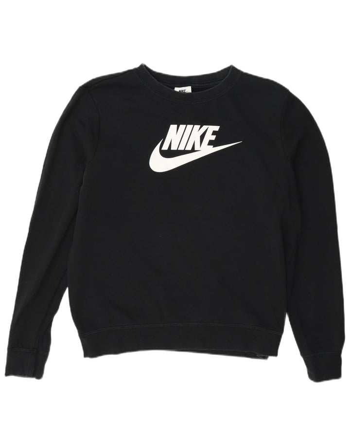 Nike Womens Graphic Oversized Sweatshirt Pullover UK 10 Small Schwarz Baumwolle