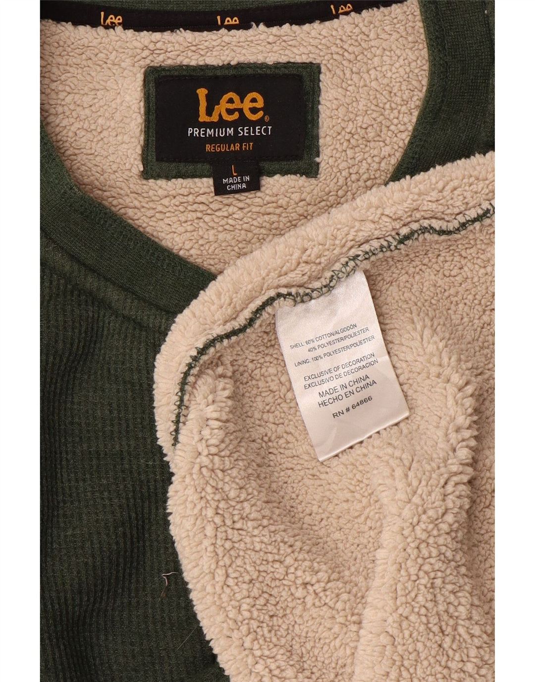 Lee Herren-Sweatshirt mit normaler Passform, groß, grüne Baumwolle