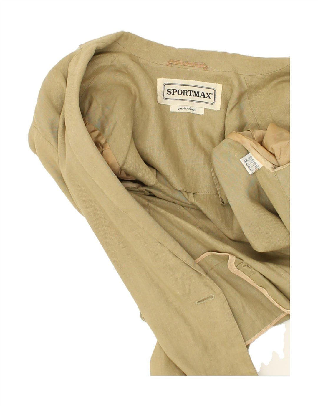 SPORTMAX Womens Double Breasted Blazer Jacket IT 40 Small Beige Linen | Vintage Sportmax | Thrift | Second-Hand Sportmax | Used Clothing | Messina Hembry 