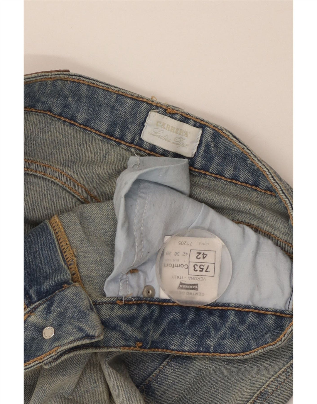 Carrera Damen Distressed Tapered Jeans IT 42 Medium W29 L29 Blaue Baumwolle