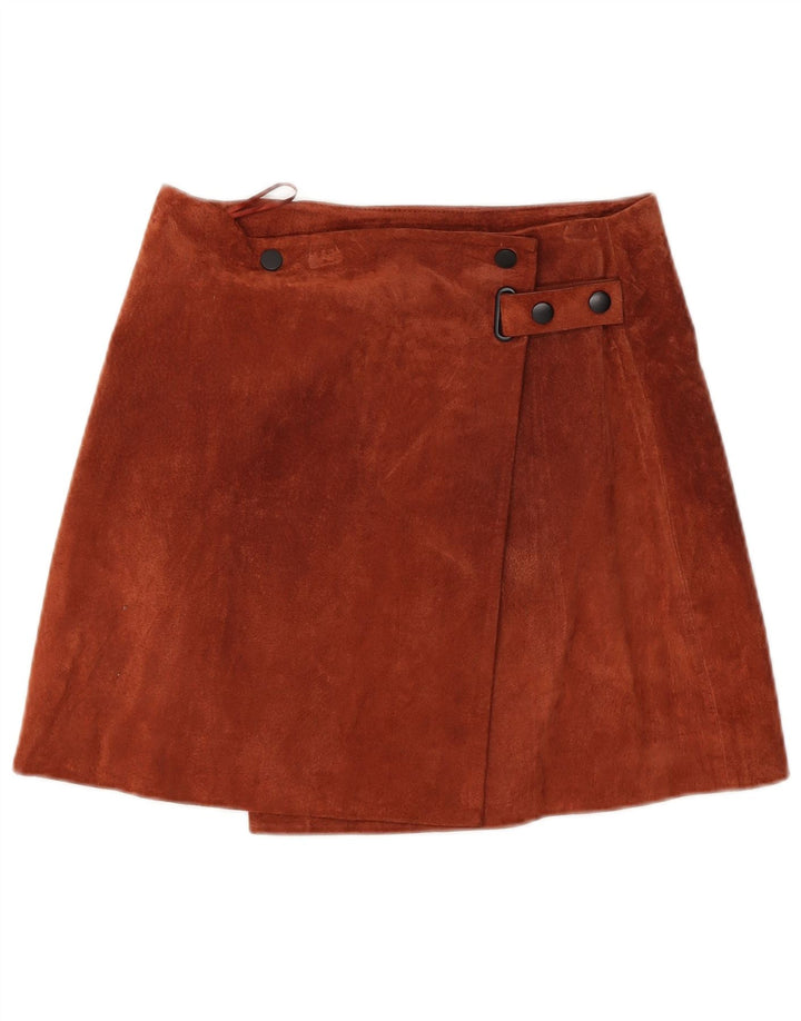 Mango Damen Wickelrock aus Wildleder, Größe S, W26, Braun