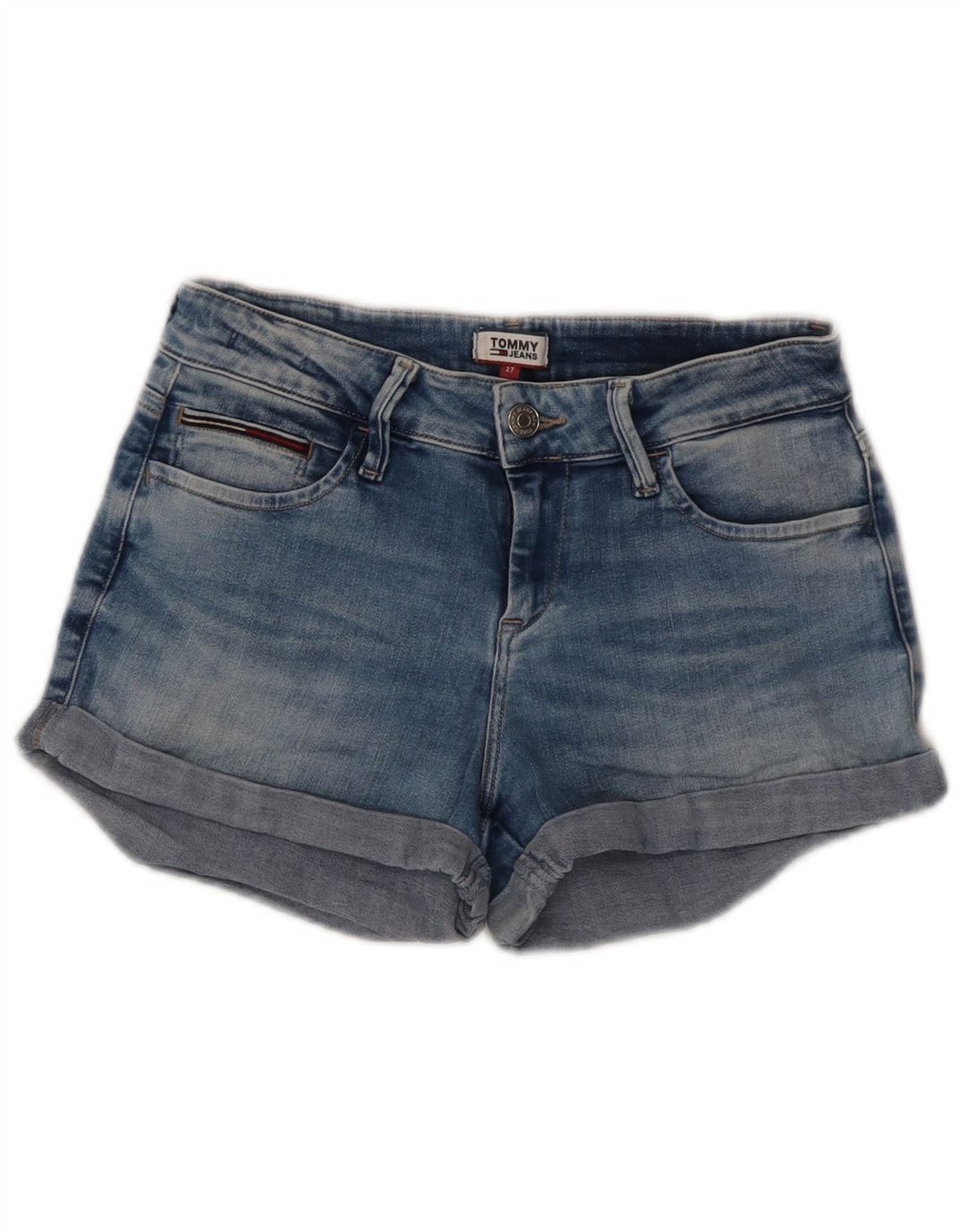 Tommy Hilfiger Damen Jeansshorts W27 Small Blaue Baumwolle