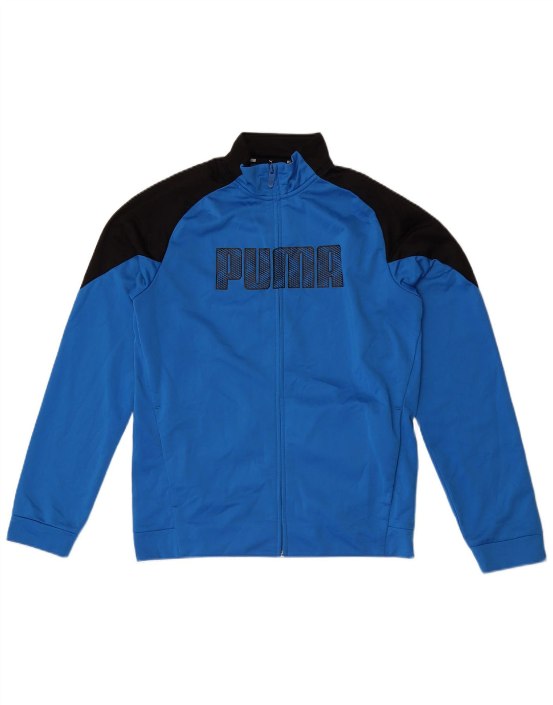 Puma Jungen Grafik-Trainingsanzug-Top-Jacke, 15–16 Jahre, blaues Farbblockdesign
