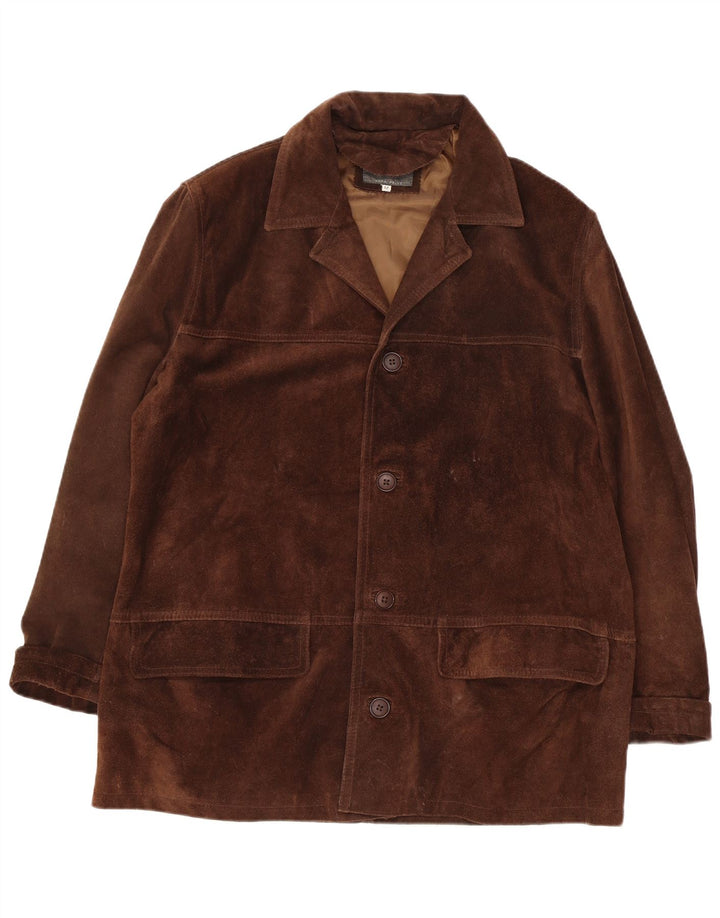Barone Herren Wildlederjacke UK 38 Mittelbraunes Leder