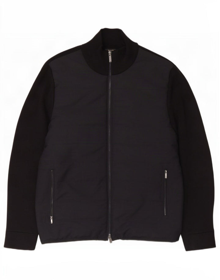 Massimo Dutti Herren Bomberjacke UK 42 XL Schwarz Baumwolle