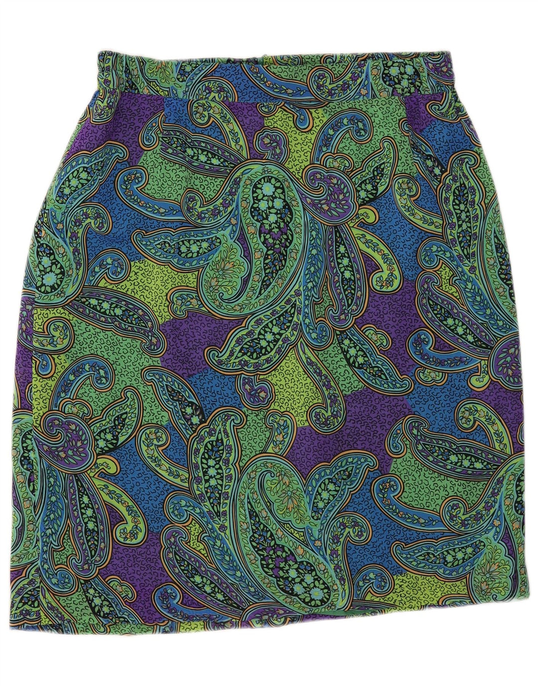 Vintage Damen Bleistiftrock IT 44 Medium W34 Grün Paisley Polyester